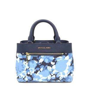 NWT Michael Kors Hailee XS Satchel Floral Bag Blue